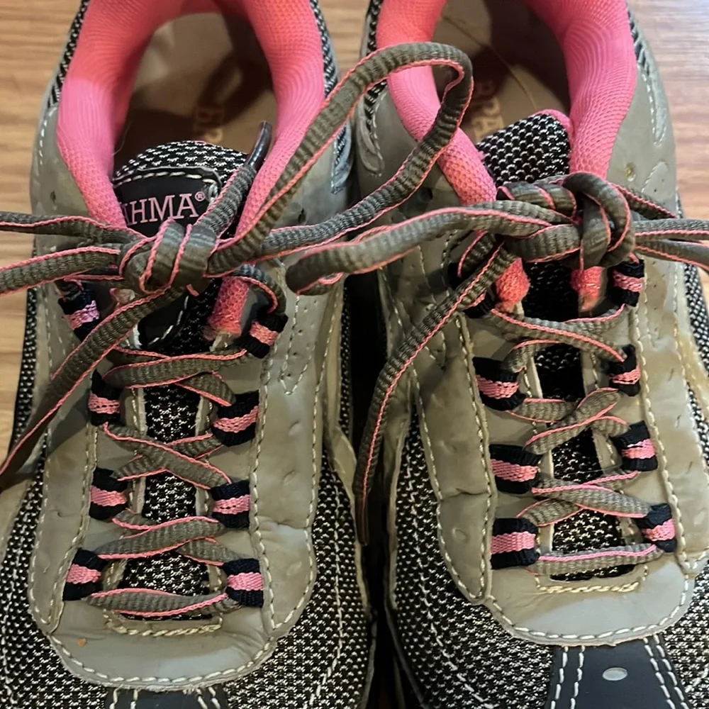 BRAHMA STEEL TOE LEATHER SNEAKERS GRAY PINK SIZE 6 US 37 EU